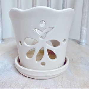 White Ceramic Unique Orchid Pot
